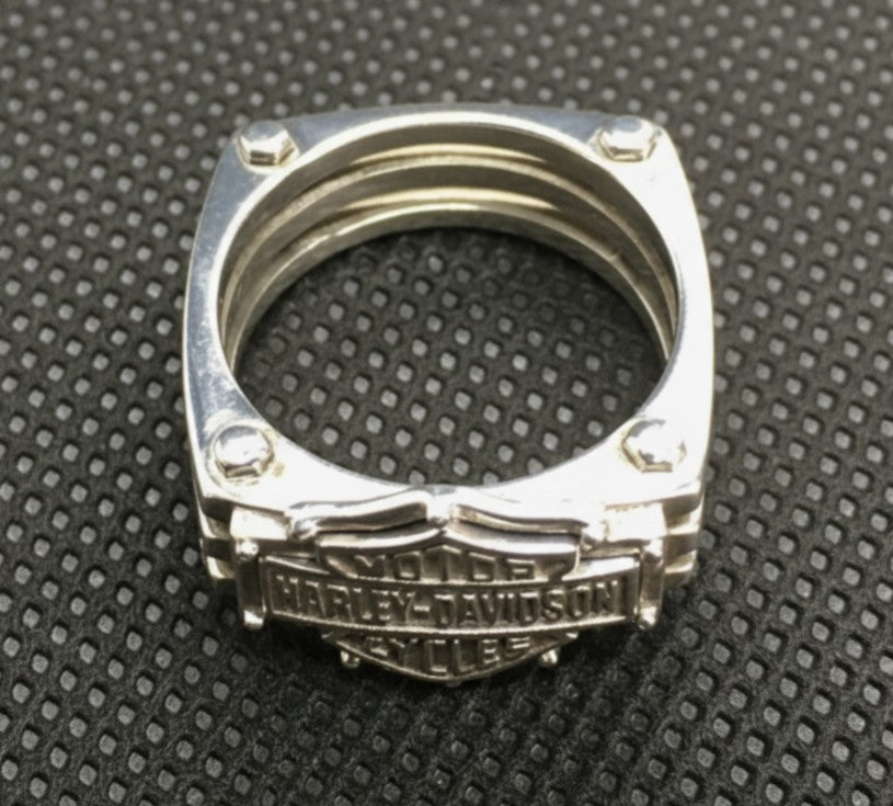 Harley-Davidson® Square Bolt Bar & Shield® Logo Ring Sterling Silver H ...