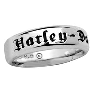 Harley-Davidson® Men's Engraved Comfort Fit Sterling Silver Biker Wedding Band  HDR0216  image 1