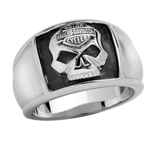 Load image into Gallery viewer, Men's Harley-Davidson® Willie G Skull B&amp;S Cigar Band Ring Satin Stainless Steel HSR0020  image 1