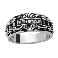 Harley-Davidson® B&S Logo Bike Chain Ring Men's Sterling Silver HDR0260 image 1