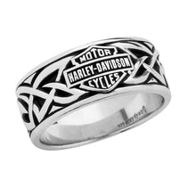 Load image into Gallery viewer, Men's Harley-Davidson® Celtic Bar &amp; Shield Logo Ring Sterling Silver HDR0455 image 1