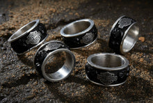 Load image into Gallery viewer, Men's Harley-Davidson® Black Willie G Skulls B&amp;S Logo Spinner Ring Stainless Steel  HSR0097 image 3