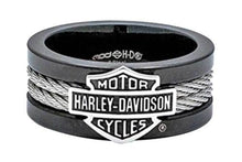 Load image into Gallery viewer, Men's Harley-Davidson® Cable Bar &amp; Shield Black Ring Stainless Steel HSR0021 image 3