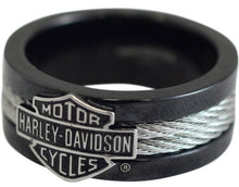 Load image into Gallery viewer, Men's Harley-Davidson® Cable Bar &amp; Shield Black Ring Stainless Steel HSR0021 image 4