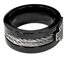 Load image into Gallery viewer, Men's Harley-Davidson® Cable Bar &amp; Shield Black Ring Stainless Steel HSR0021 image 5