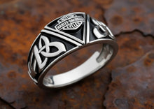 Load image into Gallery viewer, Men's Harley-Davidson® Celtic B&amp;S Triangle Ring Sterling Silver  HDR0454 image 4