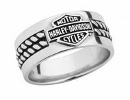 Men's Harley-Davidson® Double Rope Bar & Shield Ring Sterling Silver HDR0445 image 1