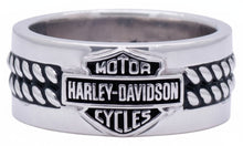 Load image into Gallery viewer, Men's Harley-Davidson® Double Rope Bar &amp; Shield Ring Sterling Silver HDR0445 image 2