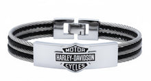 Load image into Gallery viewer, Men's Harley-Davidson® Steel Cable Bar &amp; Shield ID Bracelet Stainless Steel  HSB0068 image 2