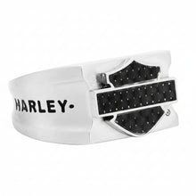Load image into Gallery viewer, Men's Harley-Davidson® Steel &amp; Carbon Fiber B&amp;S Logo Ring HSR0009 image 2