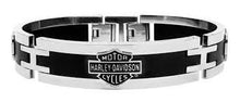 Load image into Gallery viewer, Men's Harley-Davidson® Motorcycle Biker Black &amp; Stainless Steel Interlocking Logo Bracelet Mod Jewelry® HSB0001 image 2