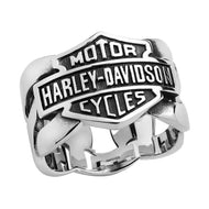 Men's Harley-Davidson® Chain B&S Logo Ring 15mm Stainless Steel  HSR0029 image 1
