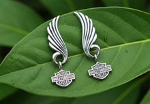 Load image into Gallery viewer, Harley Davidson® Ladies Little Wings B&amp;S Logo Post Dangle Earrings Sterling Silver HDE0270 image 3