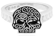 Harley-Davidson® Paisley Sugar Skull B&S Logo Ring Sterling Silver HDR0418  image 1