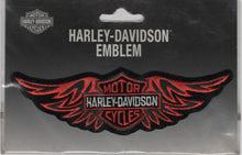 Load image into Gallery viewer, Harley Davidson®<BR>Orange Winged Bar &amp; Shield Logo Patch<BR>Harley Patch 2 Sizes P109