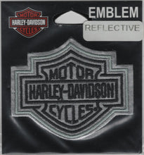 Load image into Gallery viewer, Harley Davidson®<BR>Reflective Bar and Sheild Logo Patch<BR>2 Sizes Harley Patch P128
