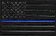 Black US Flag with Police Blue Stripe Patch FREE SHIPPING P168