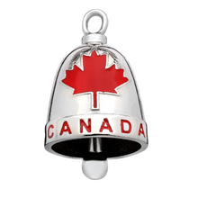 Load image into Gallery viewer, Large "CANADA" Motorcycle Ride Bell® Red &amp; White Stainless Steel RB11L