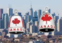 Load image into Gallery viewer, "CANADA" Motorcycle Ride Bell® Red &amp; White Stainless Steel RB11