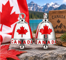 Load image into Gallery viewer, Large "CANADA" Ride Bell® Red &amp; White Motorcycle Bell Stainless Steel RB11L