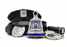 Load image into Gallery viewer, Large "Police" Ride Bell® Thin Blue Line Stainless Steel RB13L