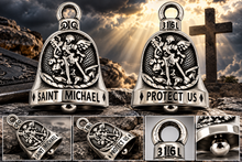 Load image into Gallery viewer, "SAINT MICHAEL" Ride Bell® "Protect Us" Religious Biker Bell Stainless Steel RB14