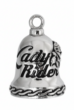 Load image into Gallery viewer, Large Lady Rider Ride Bell® Motorcycle Bell Stainless Steel RB1L