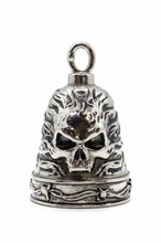 Load image into Gallery viewer, Large Flaming Skull Ride Bell® Motorcycle Bell Stainless Steel RB23L