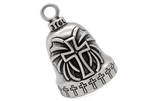 Load image into Gallery viewer, Winged Cross Ride Bell® Religious Motorcycle Bell Stainless Steel RB28