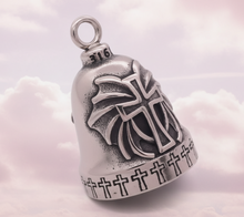 Load image into Gallery viewer, Winged Cross Ride Bell® Religious Motorcycle Bell Stainless Steel RB28