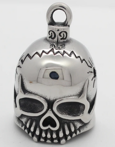 Stainless Steel Motorcycle 3-D Cracked Skull Ride Bell