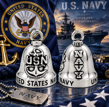 Load image into Gallery viewer, "USN" NAVY Ride Bell® Military Motorcycle Bell Stainless Steel RB36