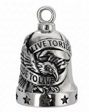 Load image into Gallery viewer, Large "Live to Ride, Ride to Live" Ride Bell® Biker Motorcycle Bell Stainless Steel RB3L