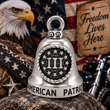 Load image into Gallery viewer, III Patriot Ride Bell® 3% Patriot Motorcycle Bell Stainless Steel RB43