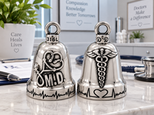 Load image into Gallery viewer, "MD" Doctor Ride Bell® Motorcycle Bell Stainless Steel RB46