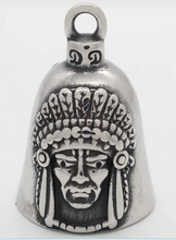 Load image into Gallery viewer, Stainless Steel Motorcycle Ride Bell ® Indian Head Dress &amp; Feather