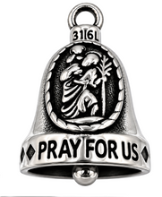 Load image into Gallery viewer, "ST. CHRISTOPHER" Ride Bell "PRAY FOR US" Religious Biker Bell Stainless Steel RB56