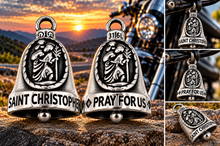 Load image into Gallery viewer, "ST. CHRISTOPHER" Ride Bell "PRAY FOR US" Religious Biker Bell Stainless Steel RB56