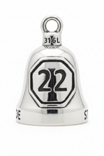 Load image into Gallery viewer, Veteran Awareness #22 Ride Bell® Military Motorcycle Bell Stainless Steel