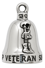 Load image into Gallery viewer, Veteran Awareness #22 Ride Bell® Military Motorcycle Bell Stainless Steel