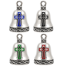Load image into Gallery viewer, Christian Cross Ride Bell® Choice of 4 Colors Religious Bell Stainless Steel RB60