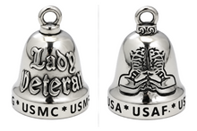 Load image into Gallery viewer, Lady Veteran Ride Bell® Military Motorcycle Bell Stainless Steel RB62