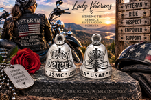 Load image into Gallery viewer, Lady Veteran Ride Bell® Military Motorcycle Bell Stainless Steel RB62