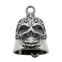 Load image into Gallery viewer, Skull Ride Bell® "in Flames" Motorcycle Bell Stainless Steel RB72