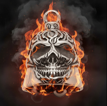 Load image into Gallery viewer, Skull Ride Bell® "in Flames" Motorcycle Bell Stainless Steel RB72