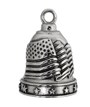 Load image into Gallery viewer, Large Motorcycle Biker Ride Bell® American Flag Stainless Steel Gremlin Bell