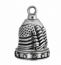Load image into Gallery viewer, Large U.S.A. Flag Motorcycle Ride Bell® Biker Bell Stainless Steel RB9L
