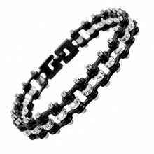 Load image into Gallery viewer, Ladies 8mm All Black &amp; Bling Mini Bike Chain Bracelet Stainless Steel SB100