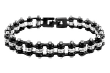 Load image into Gallery viewer, Ladies 8mm All Black &amp; Bling Mini Bike Chain Bracelet Stainless Steel SB100