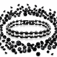 Load image into Gallery viewer, Ladies 8mm All Black &amp; Bling Mini Bike Chain Bracelet Stainless Steel SB100